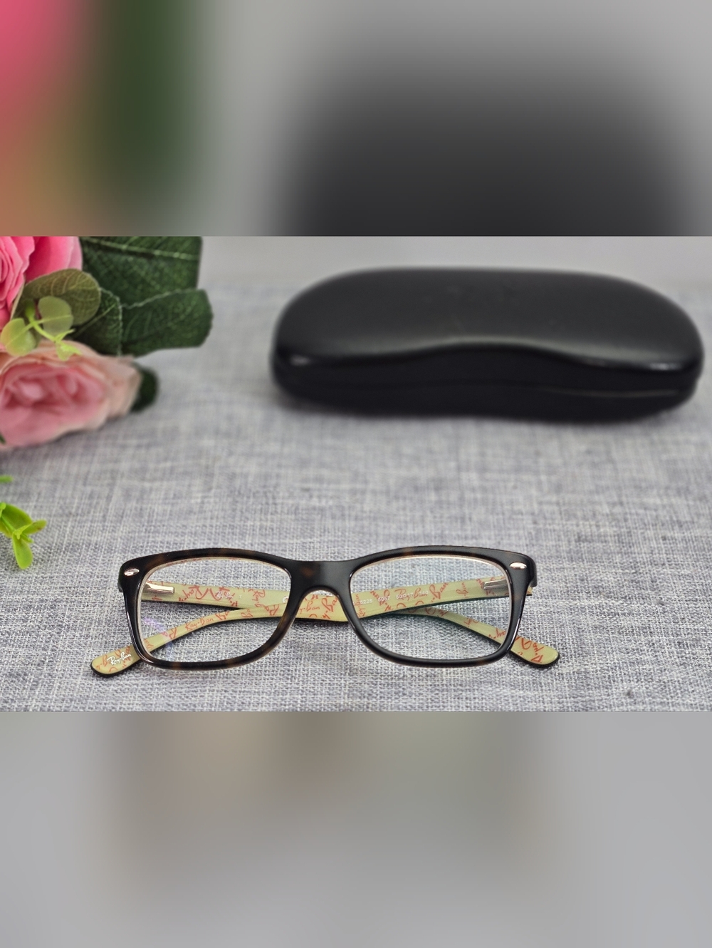 Ray-Ban Eyeglasses Frames RB 5228 5057 Full Rim Black 50-17-140 Red Writing